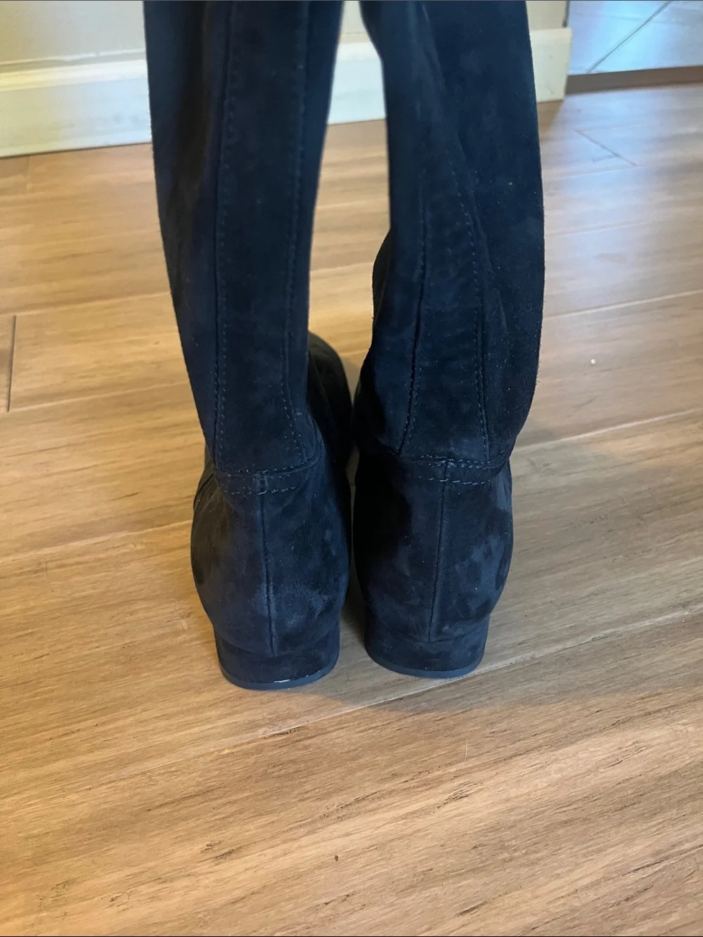 AGL Made in Italy Leather Suede Knee High Slouchy Boots Black 37 1/2 Sz 7